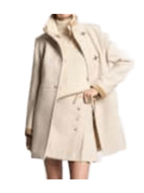 Cappotto da donna in misto lana con profili in velluto, colore bianco FAY | NAW50514000XMYC002